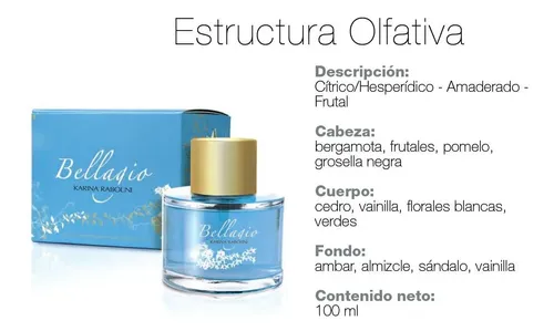 Perfume Karina Rabolini Bellagio Mujer Cítrico Frutal 100 ml