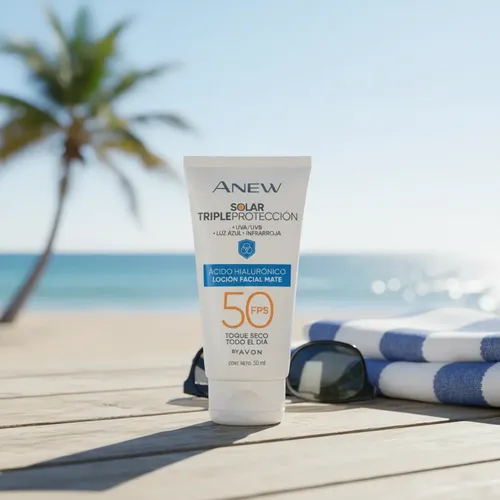 Anew Protector Solar Facial Acabado Mate Avon 50 Fps 40 G
