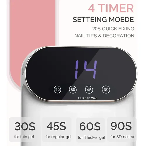 Secador De Uñas Led Uv Obeegoo 76w Con Sensor Y Pantalla
