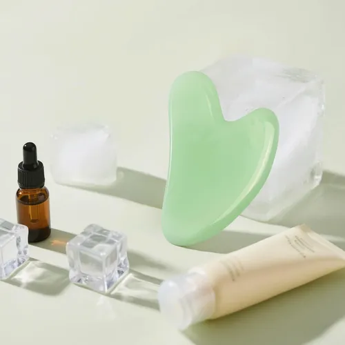 Set Masajeador Gua Sha Airogym Piedra Jade Blanco 2 Unidades
