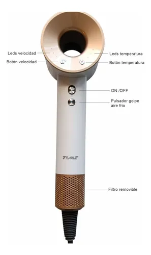 Secador De Pelo Digital Ionico Con Accsesorios 1600w Premium