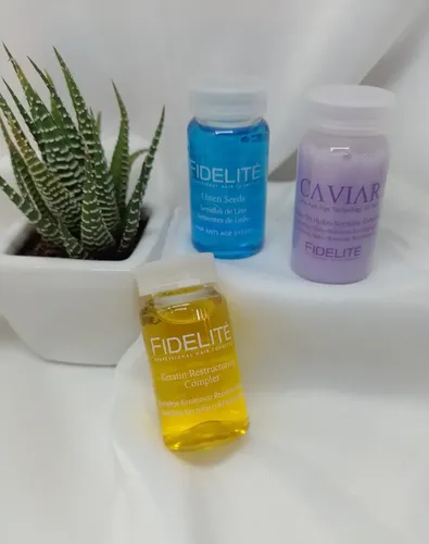 Caja De Ampollas Semillas De Lino Reestructurante Con Nutrientes Esenciales Hidratante Brillo Suavidad Fidelite X12 Unidades Uso Profesional Premium Salon Belleza