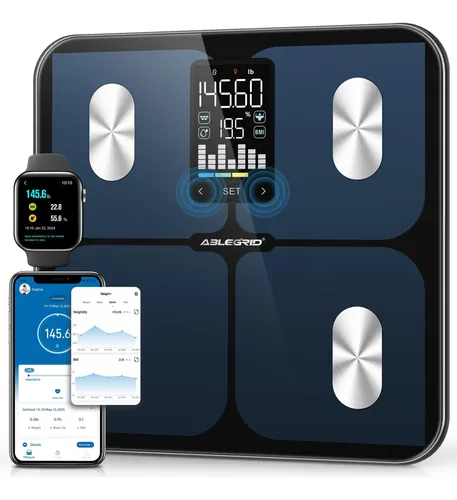 Báscula De Baño Digital Ablegrid Para Grasa Corporal, Máx 18