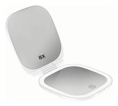 Espejo Cartera Led 1x Y 8x Con Luz Jessamy E810 Blanco