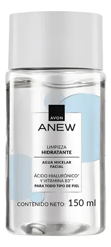 Agua Micelar Anew Con Ácido Hialurónico Y Vit B3 Avon 150ml