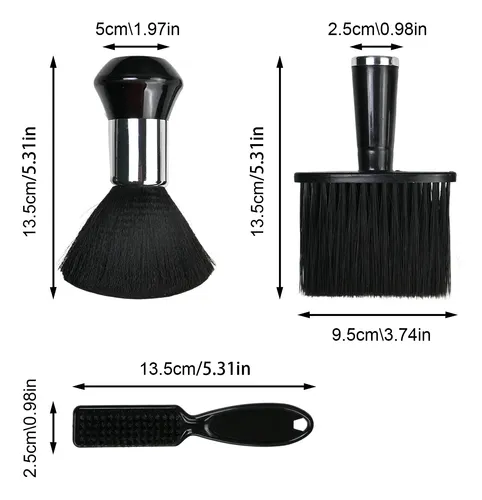 3pzs Cepillo Y Limpieza Y Cabello Para Barberos Negro