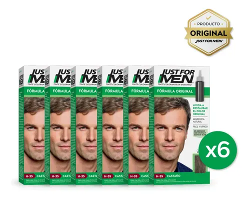 Pack Tintura En Shampoo Just For Men Varios Tonos 6 Unidades