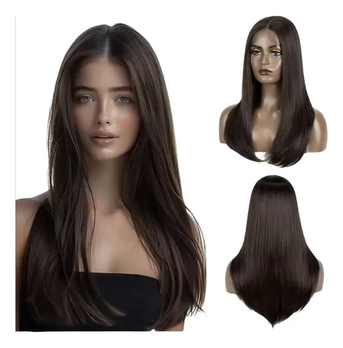 Peluca Hisan Castaña Lace Front Humanizada Iluminada