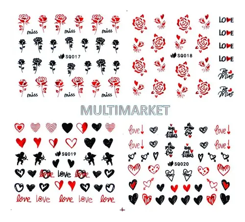 Stickers Adhesivos Plancha Grande Decoración De Uñas
