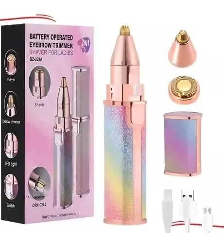 Depilador Cejas Facial Cuerpo 2en1 Usb Multifuncional Caoba Color Rosa