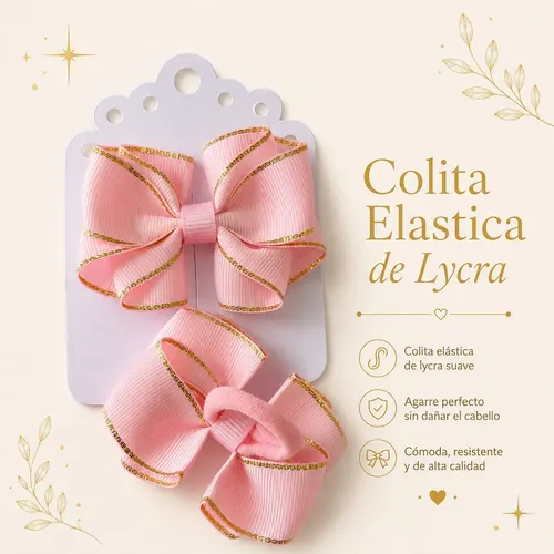 Moño Colita Niña Lazo Set X6 Cinta Gros Importada