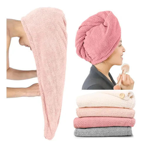 Paquete De 4 Gorros Microsecos Grandes Para Cabello: Superab