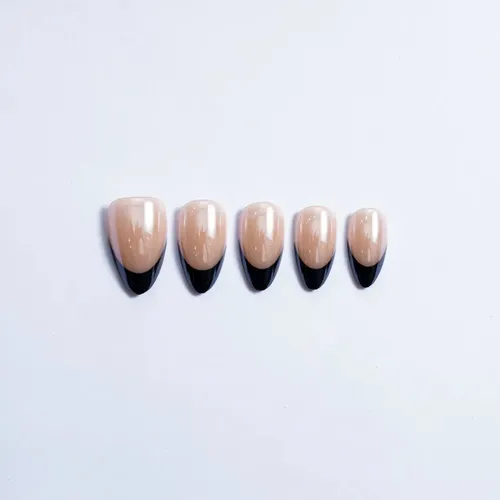 Uñas Press On Veluna Soft Gel Francesitas Clásicas 30u Full Black French Almendra
