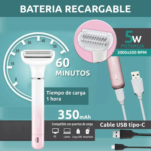 Afeitadora Corporal Facial 3en1 Nariz Ceja Vgr V-611 Ipx5 Color Blanco