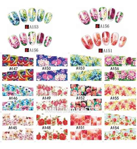 48 Stickers Al Agua Diseños Varios Deco Uñas Nai Art
