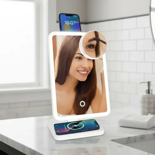 Espejo Led Multifunción 10x Bluetooth Soporte Celular