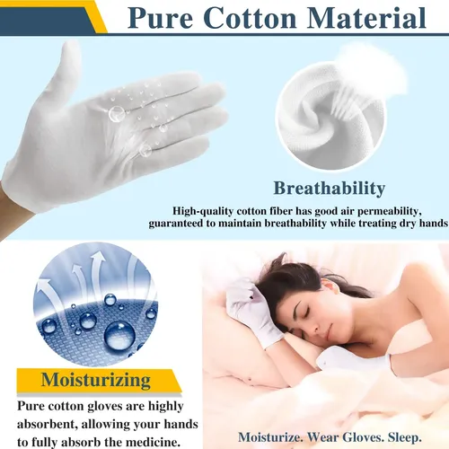 Guantes Algodón Blancos Hidratantes Para Manos Secas