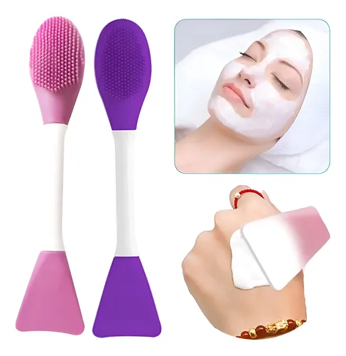 Brocha Espatula Doble De Silicona Para Mascarilla Exfoliador