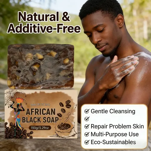 Jabón Negro Africano 150g Limpieza Facial Corporal Artesanal