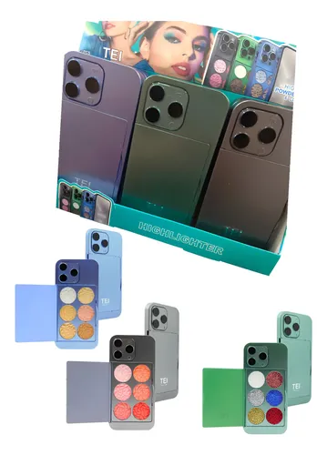 Paleta De Sombras  Iluminador Glitter Rubores Tei Con Espejo