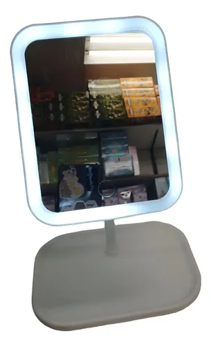 Espejo Maquillaje Rectangular Luz LED Táctil Plegable USB Blanco Kandel