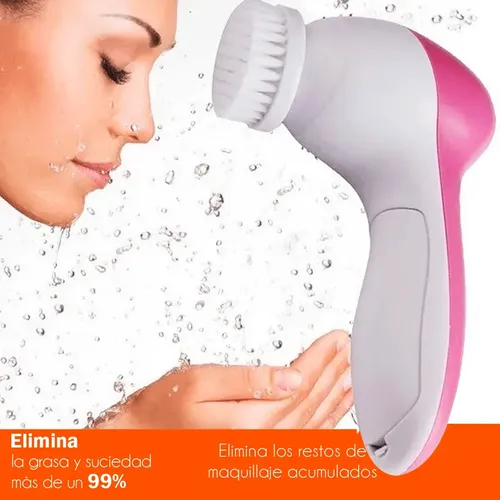 Cepillo Facial Masajeador Limpiador Exfoliante Limpieza Rosa Y Blanco