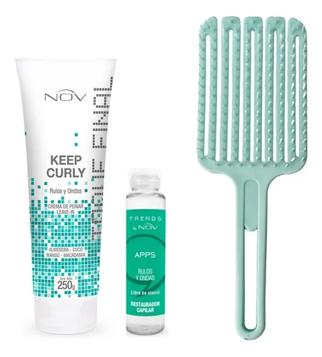 Kit Nov Keep Curly Crema De Peinar + Ampolla + Cepillo Rulos