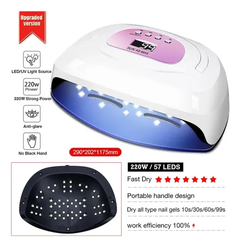 Cabina Sun Uv Led 220w Grande Para 2 Manos Profesional Gel