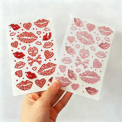 Stickers Rostro Cuerpo Labios Strass 2 Planchas