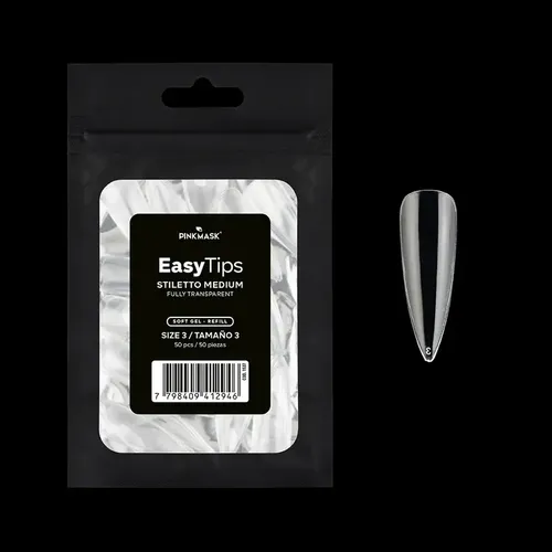 Pink Mask Easy Tips Soft Gel Stiletto Medium Refill X50 U