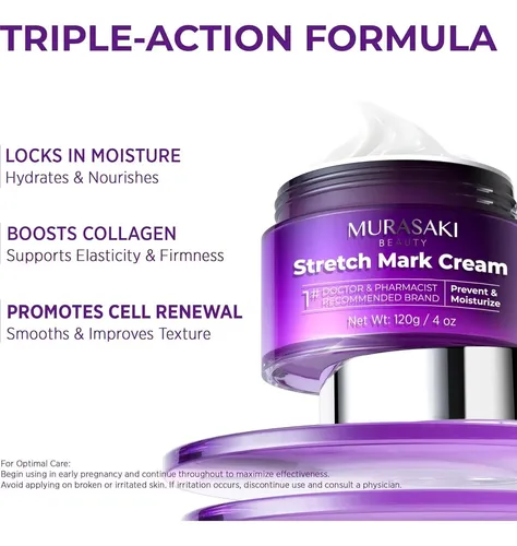 Crema Antiestrías Embarazo Murasaki 120g Nutre Y Previene