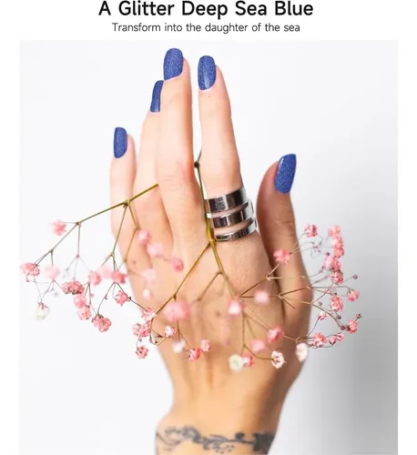 Pegatinas De Gel Semicuradas Dukasou Glitter Deep Sea Blue