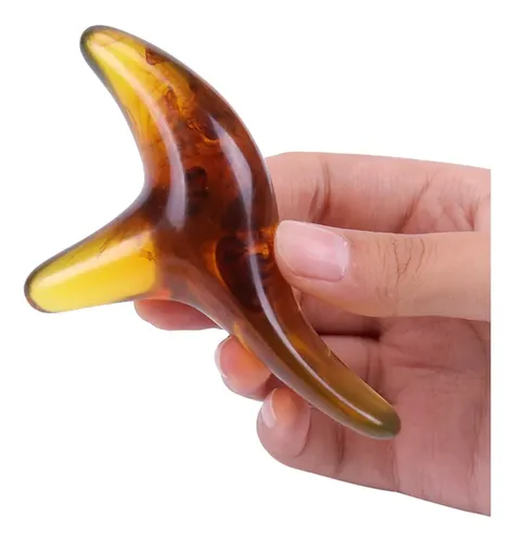 1 Pieza De Gua Sha Triangular De Resina Ámbar Y Cera De Abej