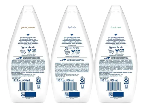 Gel De Baño Dove Variety Hydrate, Paquete De 3 Unidades, Fre
