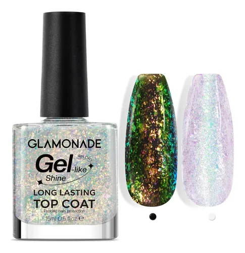 Top Coat Glitter Glamónade, Secado Rápido, Arcoíris