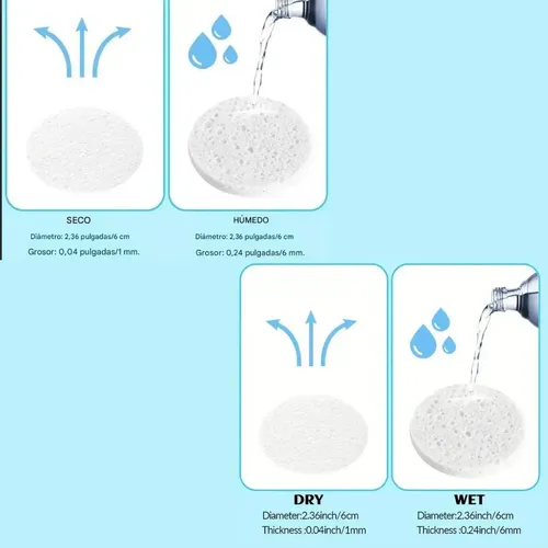Esponja Exfoliante Natural Limpieza Facial Hidratable 10 Un.