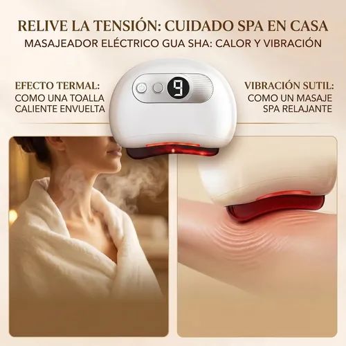 Gua Sha Eléctrico Masajeador Facial 9 Niveles Calor Y Green