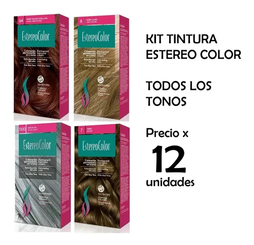 Estereo Color Kit Tintura Coloración Permanente Varios Tonos