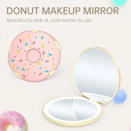 Espejo Compacto Led Con Forma De Donut, Recargable Usb