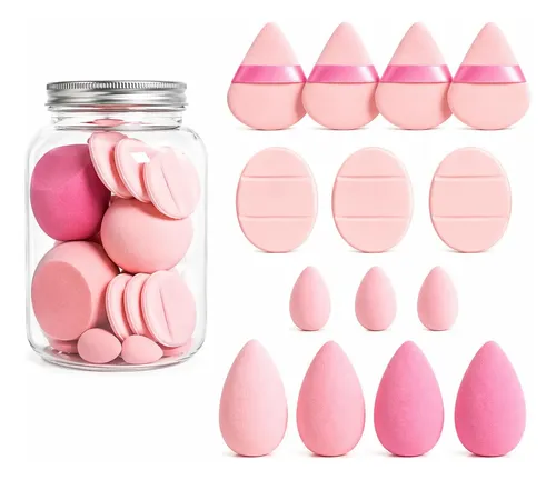 Kit 14 Esponjas De Maquillaje Para Polvo Rosa Mediana