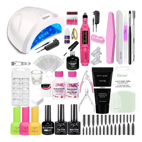 Kit Uñas Semipermanente Completo Esmaltado Uv Set Polygel