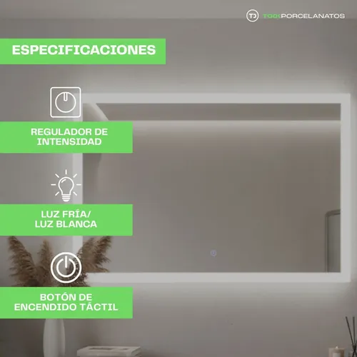 Espejo Luz Led Táctil Horizontal 80×60 Dimerizable Touch