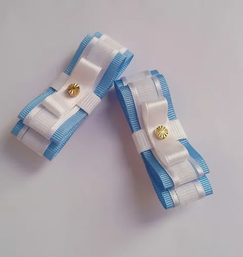 Kit De Vincha Y Moñitos Celeste Y Blanco De Argentina