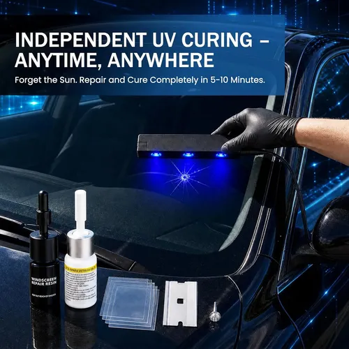 Kit Profesional Reparación De Vidrios Con Luz Uv Y Nano Flu