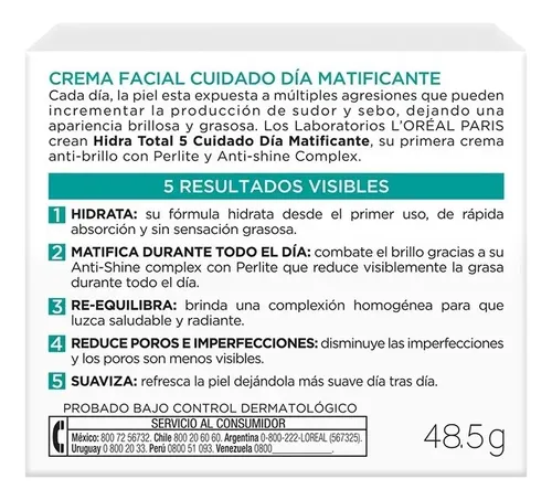 L’oréal Paris Crema Facial Hidra Total 5 Matificante 50ml