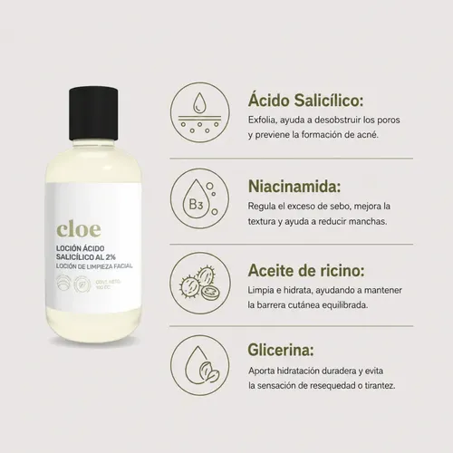 Pack X2 Locion Acido Salicilico 2% Cloe Tratamiento Acne