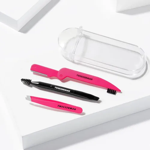Kit Brow Rescue Tweezerman Rosa Y Negro Con Minipinza Inclin