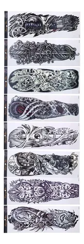 ( 8 Hojas De Pegatinas De Tatuaje De Brazo Patrón Único ~