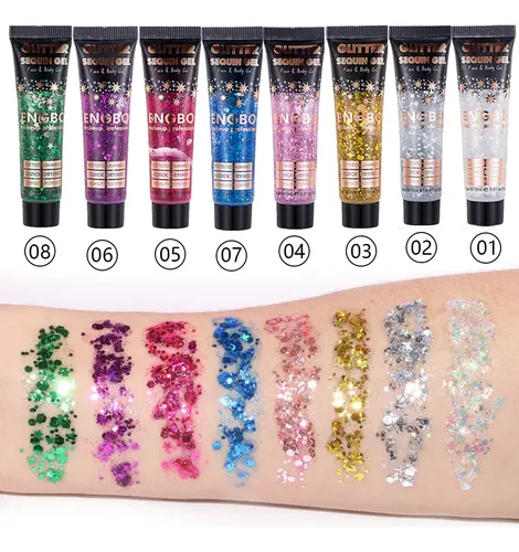 Gel Cosmético Con Purpurina De 8 Colores, Maquillaje Para Fi