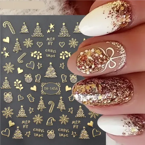 Pegatinas Adhesivas For Uñas Con Diseño De Copos De Nieve V